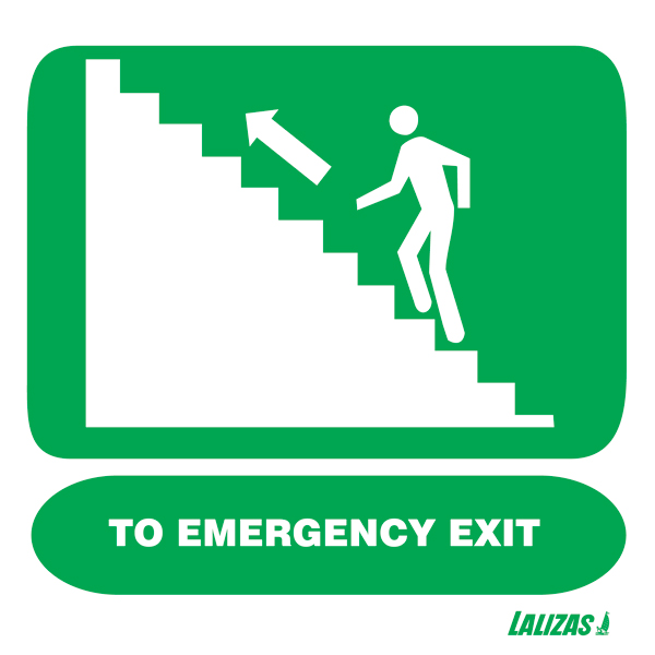 lalizas imo signs to emergency exit upstairs left self powered lighting exit signs